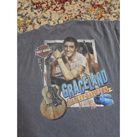 Harley Davidson Elvis Presley Graceland Graphic Pocket T-Shirt Sz XL DISTRESSED - Picture 1 of 12